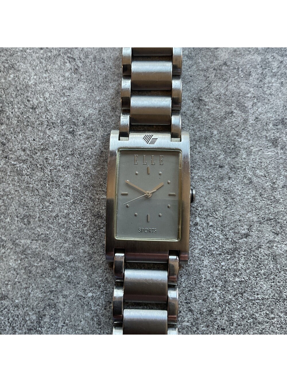 Vntg Elle Sports Designed In France Womens Tank Style Watch 23mm Silver Tone BCF